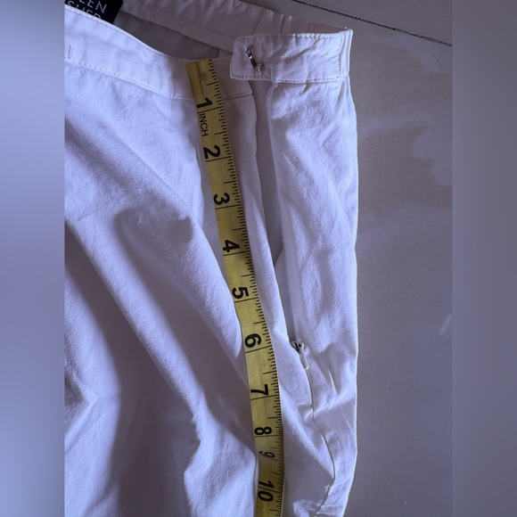EILEEN FISHER Pants  Cotton Stretch Twill Wide Cropped Side Zip White Size M - Picture 8 of 16